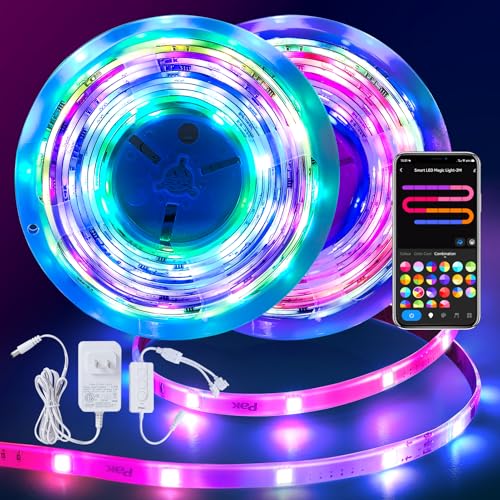 Pak RGB+IC LED Strip Lights, 32.8ft TV Backlight for Bedroom, Smart LED Lights with Remote & App Control, 16 Million Colors, Music Sync, 44 Scene Modes, DIY Cut, Works with Alexa & Google Assistant -  PAK544587