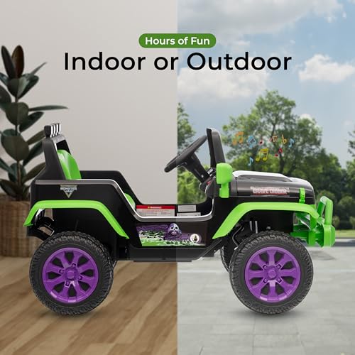 Image of Monster Jam - 12V Kids Ride On with Rechargeable Battery, LED Headlights, Press-Button Start, Durable Wheels, Forward & Reverse Drive, Contoured Seat