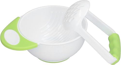 FTVOGUE Juego de cuencos para puré de alimentos para bebés, mango largo, fácil de usar, máquina para hacer puré de frutas y verduras, color verde