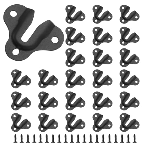 Image of Murtenze 20PCS Matte Black Keyhole Hangers Buckle Type Picture Hanger, Single Keyhole Hanging Plate Mirror Picture Frame Hangers Kit for Wall Mounting Coat Rack, Mug, Wooden Board