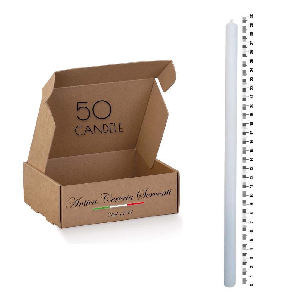 Candele Votive Confezione da 50pz Normali Bianche Per Chiesa 14x30 Antica Cereria Serventi Made in Italy