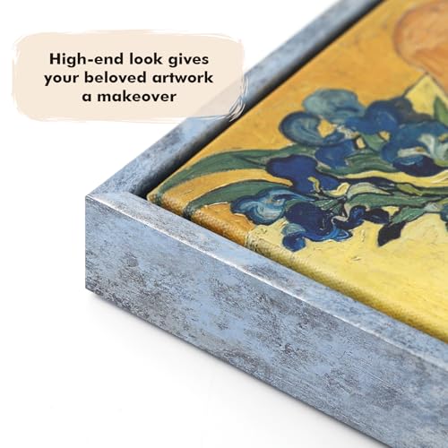 Image of 8x8 Canvas Floater Frame for Coastal Print,0.9 inch Deep,Distressed Blue