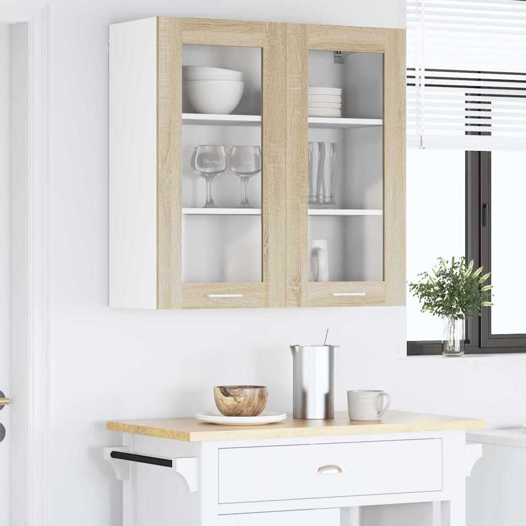 Hängeschrank mit Tür Sonoma-Eiche Holzwerkstoff 80 x 31 x 80 cm, moderner Küchenschrank mit Stauraum, vielseitig für Küche, Esszimmer, Flur, praktische Ablage und Ordnung