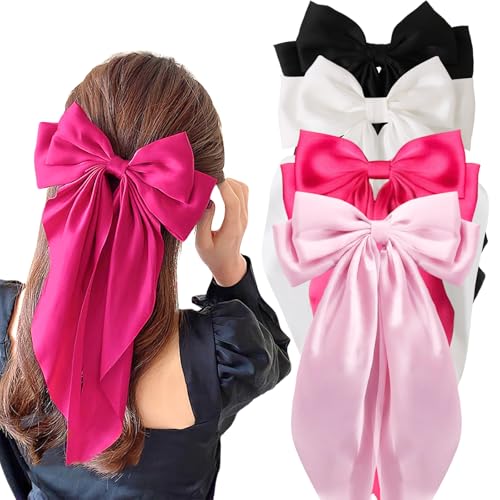 Lazos grandes para cabello con clip metálico, 4 piezas miniatura 1