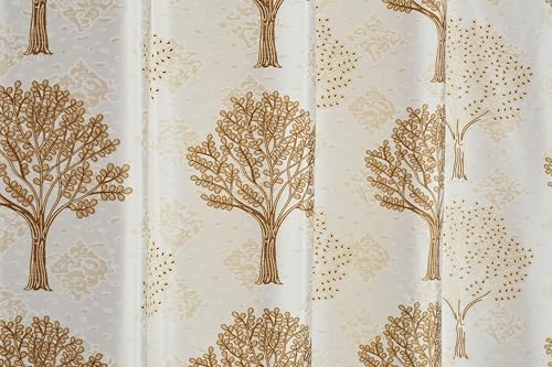 Image of Exporthub Glossy Shine 3D Floral Digital Printed Golden Colour Long Door Curtains 9 feet Long Set of 2 Pc, for Living Room and Bedroom (EHSPR076 94)