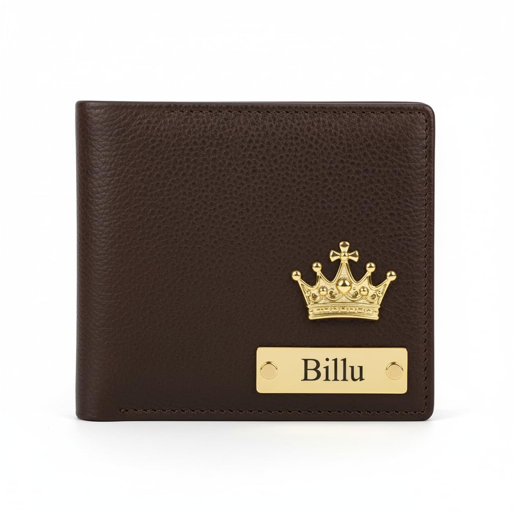 Customised Engraved Wallet with Name | Gift Hamper Set for Men Leather Purse (Brown)-image-48