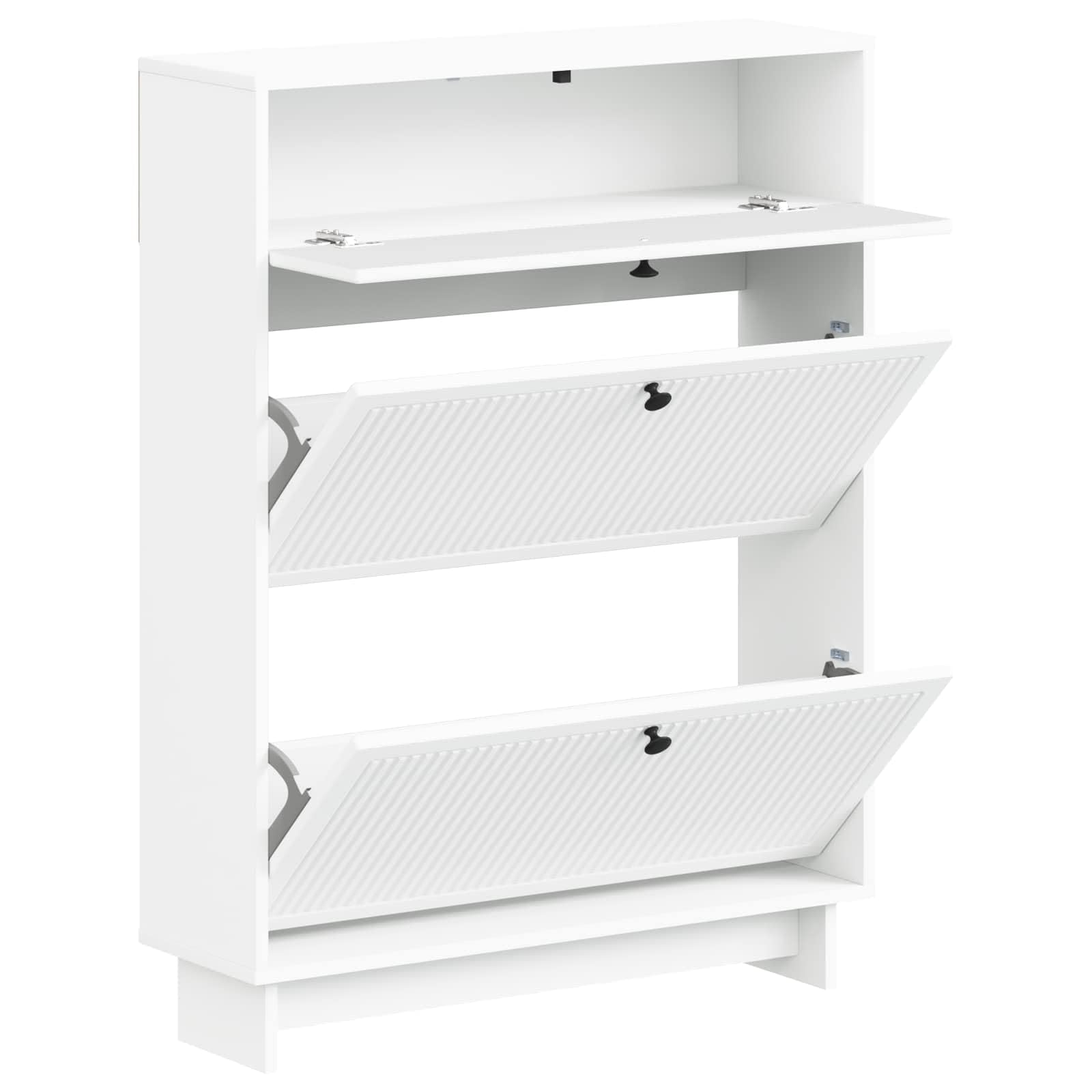 Meuble à Chaussures Ede 78 x 24 x 103 cm Bois d'Ingénierie Blanc
