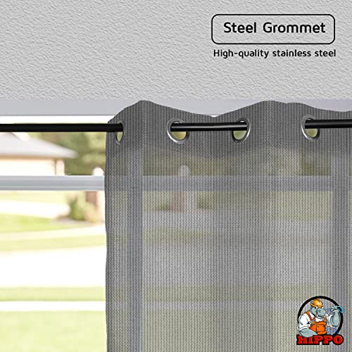Image of HIPPO 150 GSM Outdoor Sun Blocking Balcony Eyelet /Grommet Curtains Sun & UV Protection, Light Filtering 4.5FTX4.5FT Window Curtain (Grey)