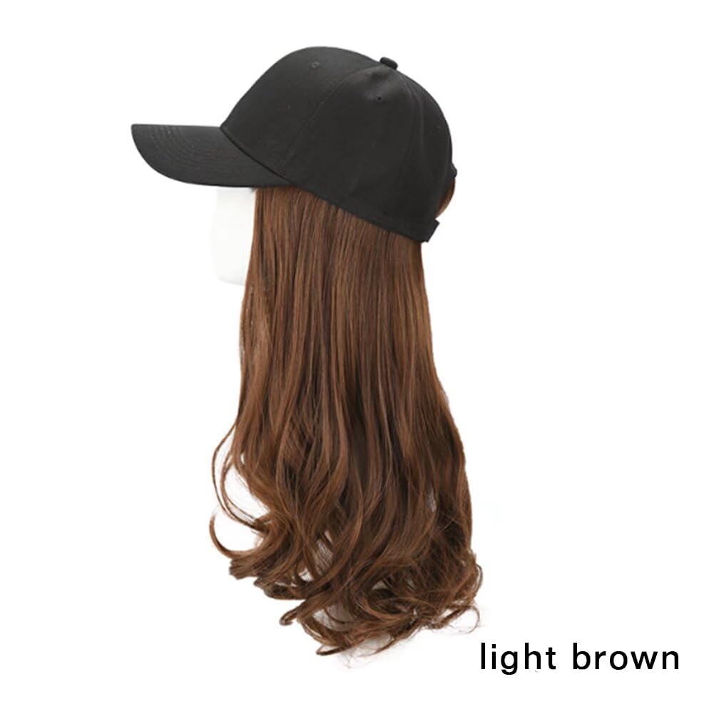 LaLuLoLi Synthetic Hair Extension Attached Hat Black Baseball Cap with Long Curly Wavy Hairpiece - Image 3