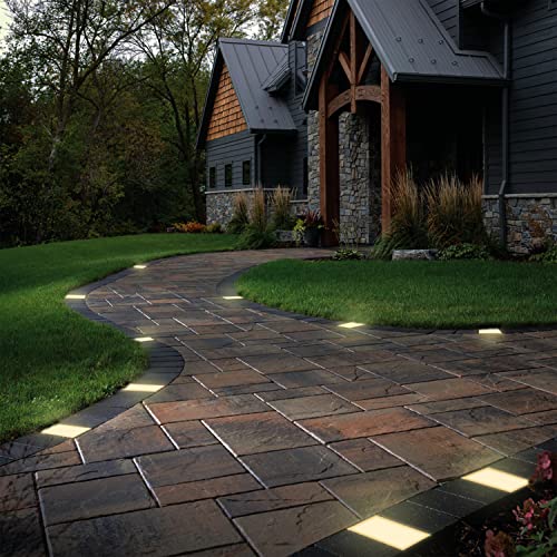 Image of LUMENGY Paver Light 4x8 Inch (3.85 x 7.79), 2700K Warm White, Glare-Free Brick Lighting for Driveways, Walkways, Pool Decks and Patios, 12V Hardwired, IP67 Waterproof, Drive-Over Rated