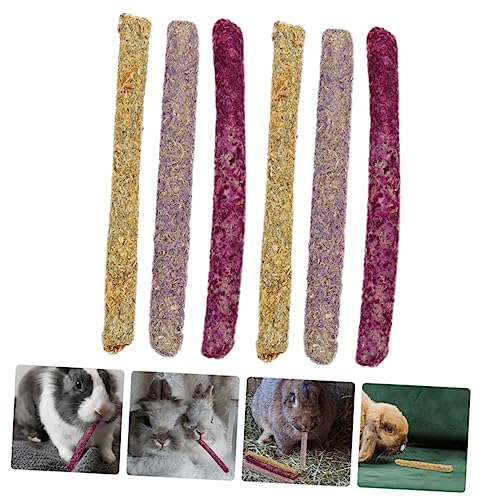 BUGUUYO Meerschweinchen-kauspielzeug 6-teilig Bio-Spielzeug Hamster-zähneknirschstäbchen Kauspielzeug-Set Tragbares Grasmehl-Snack-Spielzeug Für Kleintiere