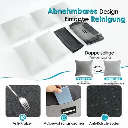 Hundesitz Auto für Kleine & Mittlere Hunde Unter 15KG, Tragbares Hundekorb mit Ausziehbarer Ruhebereich, Abnehmbarer und Waschbarer Auto Reise Hundebett mit Staufächern und Sicherheitsgurt