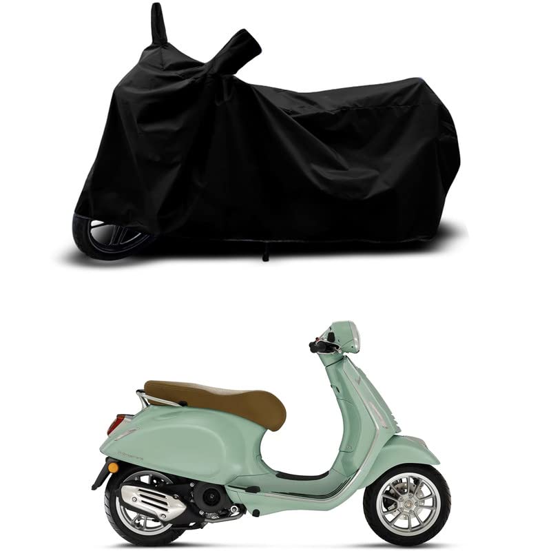 Image of 100% Scratchproof /UV-Rays /Heat Protection /Birds Dropping /Water Resistant /Dust proof /Waterproof /Full Bike Scooty Two Wheeler Body Cover Compatible For Vespa Elettrica STD All Varients[Black]