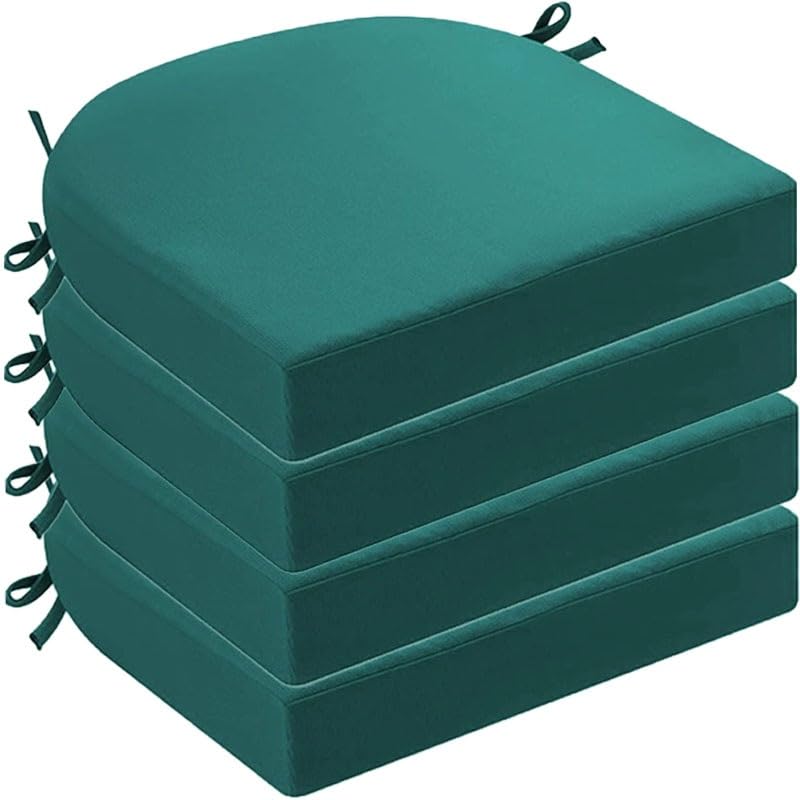 DOGACA Outdoor Chair Cushions Set of 2 4 6, Waterproof U-Shaped Seat Cushion with Ties & Zipper, Removable Washable Patio Chair Pads for Garden, Patio, Camp(15,4pcs:50 * 50 * 5cm)