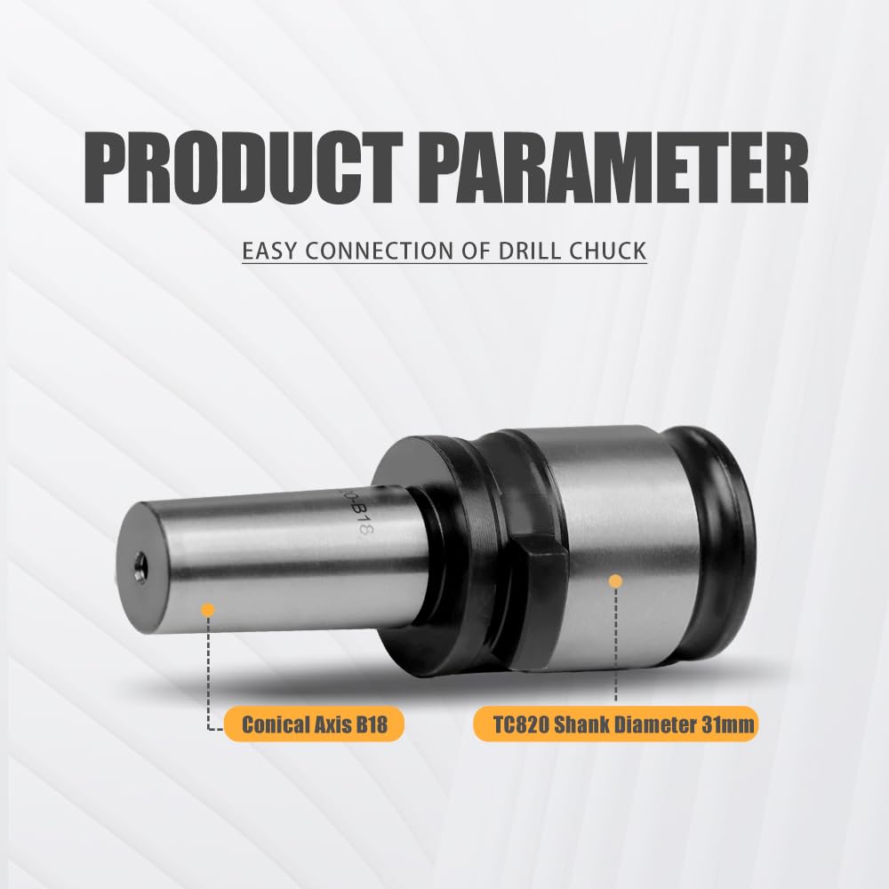 TC820 - Adaptador de portabrocas de taladro y barra de conexión con llave de portabrocas para taladro para máquina de roscado eléctrica M24HR/M30R/M36R