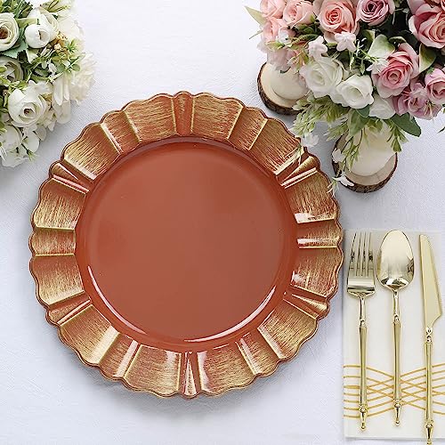 Set de 6 platos cargadores redondos terracota 13'' miniatura 1