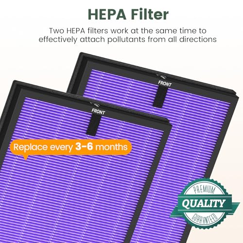 HY4866 True HEPA Replacement Filters Compatible with MORENTO HY4866, WESTHEY HY4866, YIOU M1 Air Purifier, 3-in-1 H13 Ture HEPA Air Filter, Multifunction Version, 2-Pack
