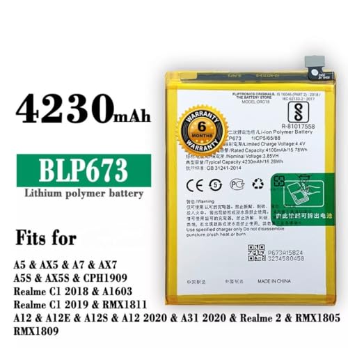 Image of THE BATTERY STORE Original BLP673 Battery for Oppo A3S / A5 /A7 /A5s / A3S / 2 / C1 / Battery with 6 Month Warranty** (PR196)