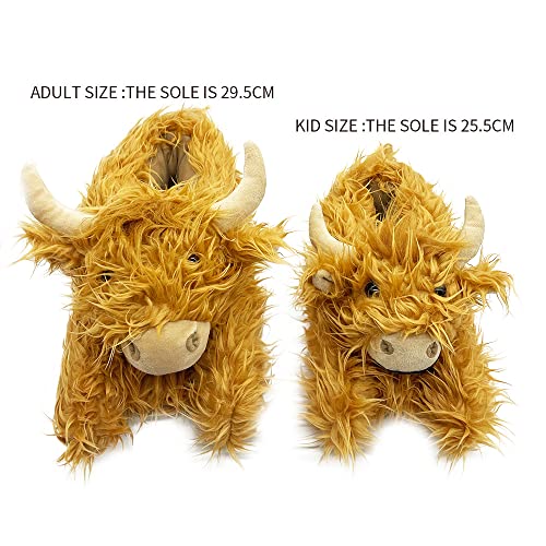 Zureto Highland Cow Plush Scottish Cow Slippers, Soft Warm Animal Home Indoor Shoes2
