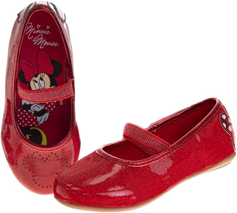 Disney Girls Mary Jane Flats - Kids Character Princess Dress up Slip-on Shoes (Toddler/Little Kid)
