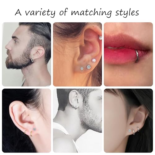 Surgical Steel Stud Earrings for Women 6 Pairs Sensitive Ears Hypoallergenic 20G Stainless Steel Hoop Earrings Flat Back Earrings Cartilage Earrings Hoop Stud4