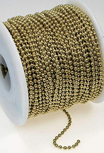 5 Feet Gold Brass Steel Bulk 2.4mm Ball Chain
