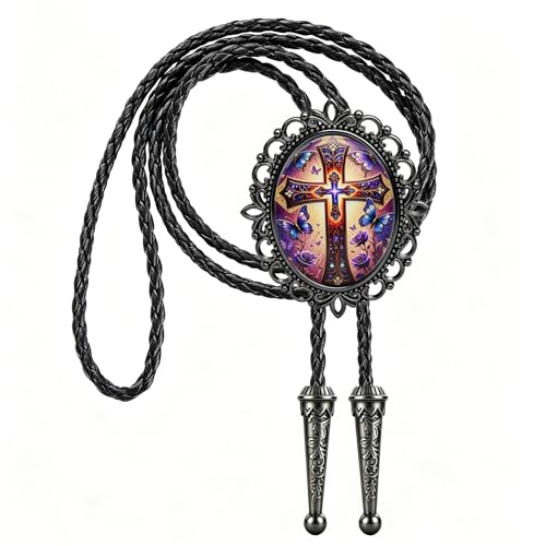 Image of Jeilwiy Bolo Tie for Men Western Cowboy Gothic Bolo Tie Necklace Halloween | Glow in Dark Bolo Tie for Men Women, 3D Halloween Bolo Tie, Gothic Western Ties, String Ties for Men Rodeo Leather Necktie