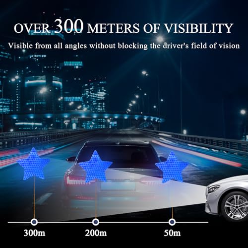 Image of 10PCS Vinyl Decal for Cars, High Intensity Reflective Sticker Night Safety Sign Bumper Decals, Waterproof Grid Vinyl Stickers Scratch Cover for Auto Window Laptop (Star, Blue)