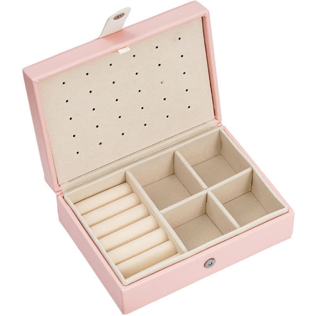 OZBMA Leather Jewelry Display Portable Box Gift Jewlery Storage (Roze Light Grey)