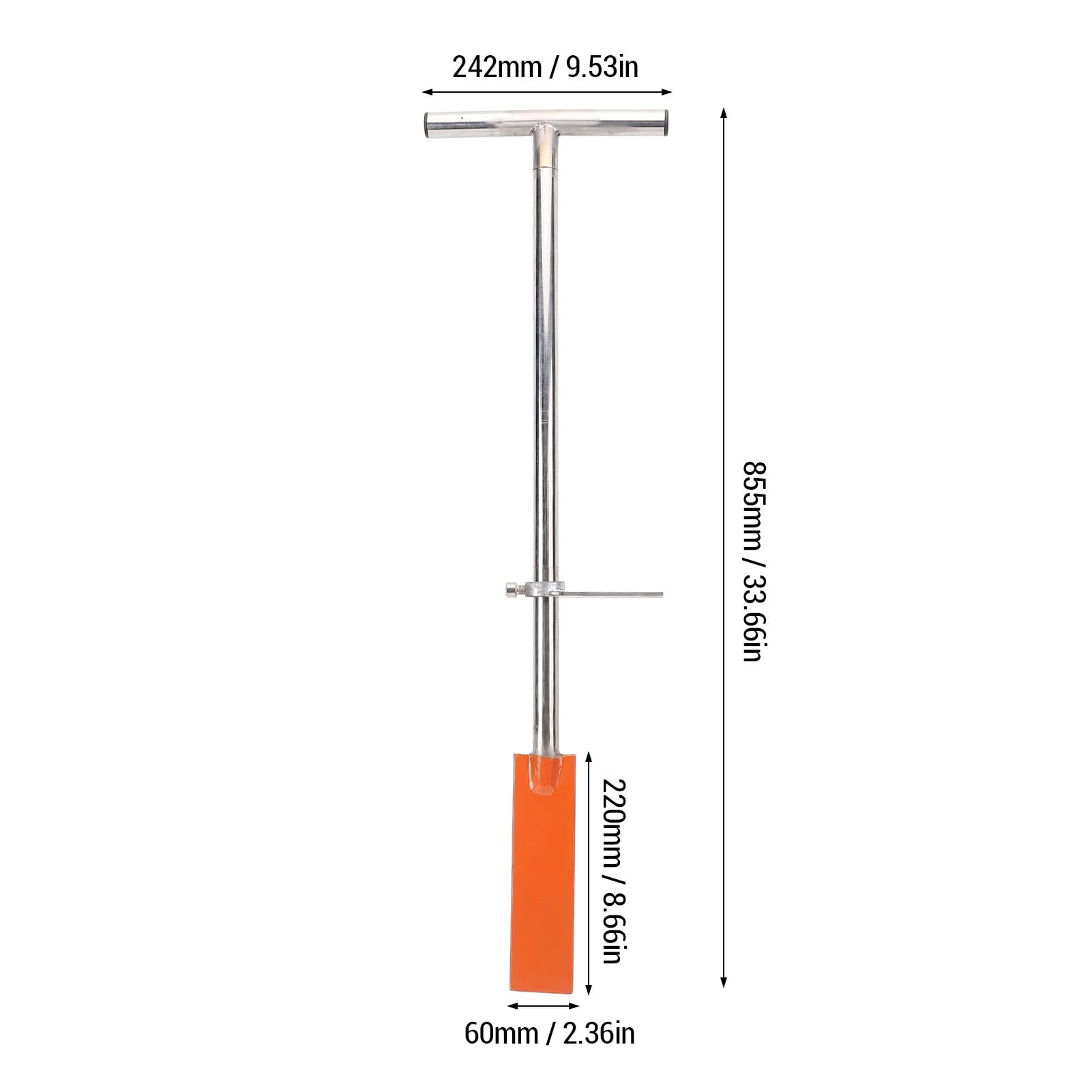 Dibble Bar Pflanzwerkzeug mit Fußpedal, Edelstahl-T-Griff, Spatenschaufel zum Graben, Umpflanzen, Gartenarbeit
