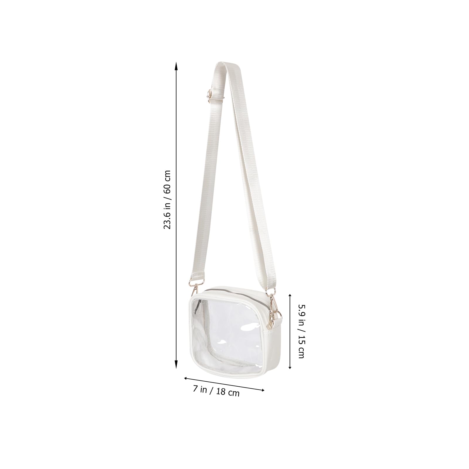 Bolso cruzado transparente para el hombro, bolso cruzado pequeño y transparente, White, 60.00X18.00X15.00CM