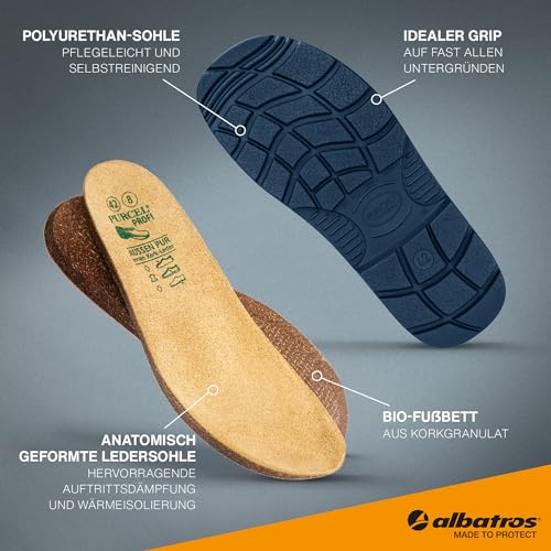 ALBATROS PURCEL Profi Clogs Unisex blau Gr. 41 – wasserdichter Freizeit- und Gartenschuh für Herren und Damen mit Premium Fußbett