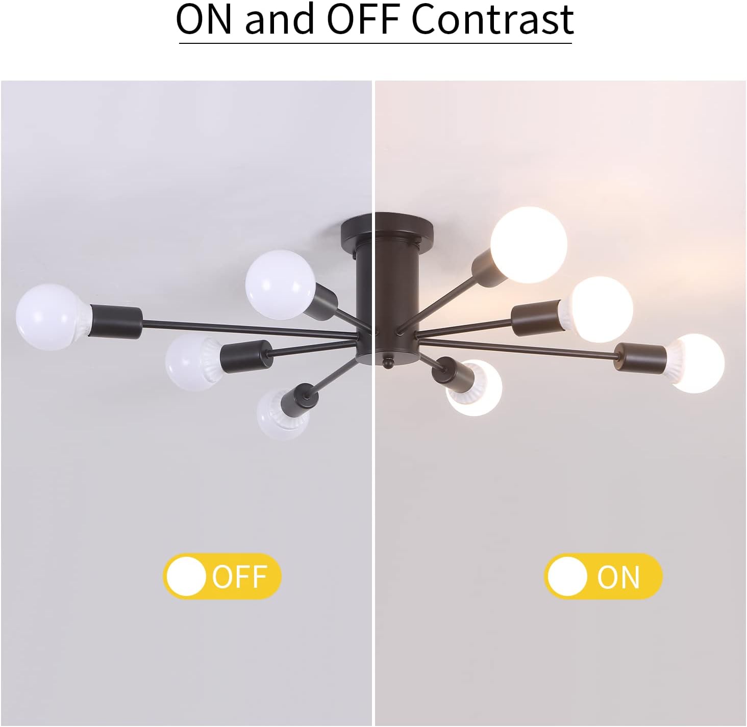 TOP оƒƒERS 8 Lights Flush Mount Ceiling Lights Fixture Sputnik Chandelier Mid-Century Ceiling Lights for Bedroom Living Room Dining Room Kitchen,Black Grеаtеѕt Prоduсt 8 Lights Flush Mount Ceiling Lights Fixture Sputnik Chandelier Mid-Century Ceiling Lights for Bedroom Living Room Dining Room Kitchen,Black