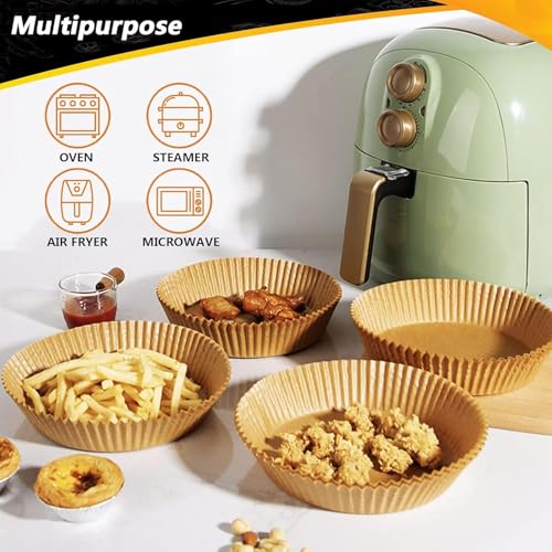 Image of Kmils 100pcs Disposable Air Fryer Paper Liner Sheets, Parchment Paper for Air Fryer, Non-Sticky Butter Paper, Baking Paper for Microwave (Round - 6.5 Inch)