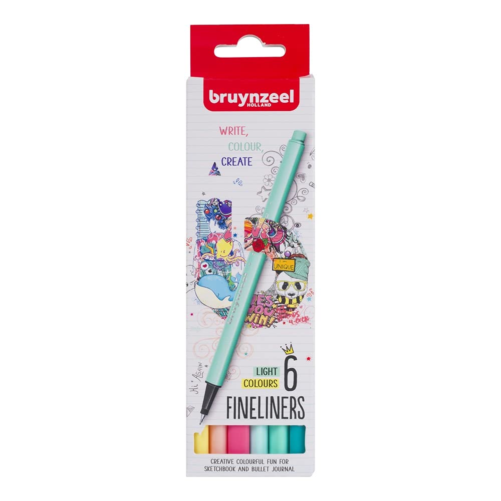 BruynzeelFineliner Brush Pens 6-Piece Set, Light