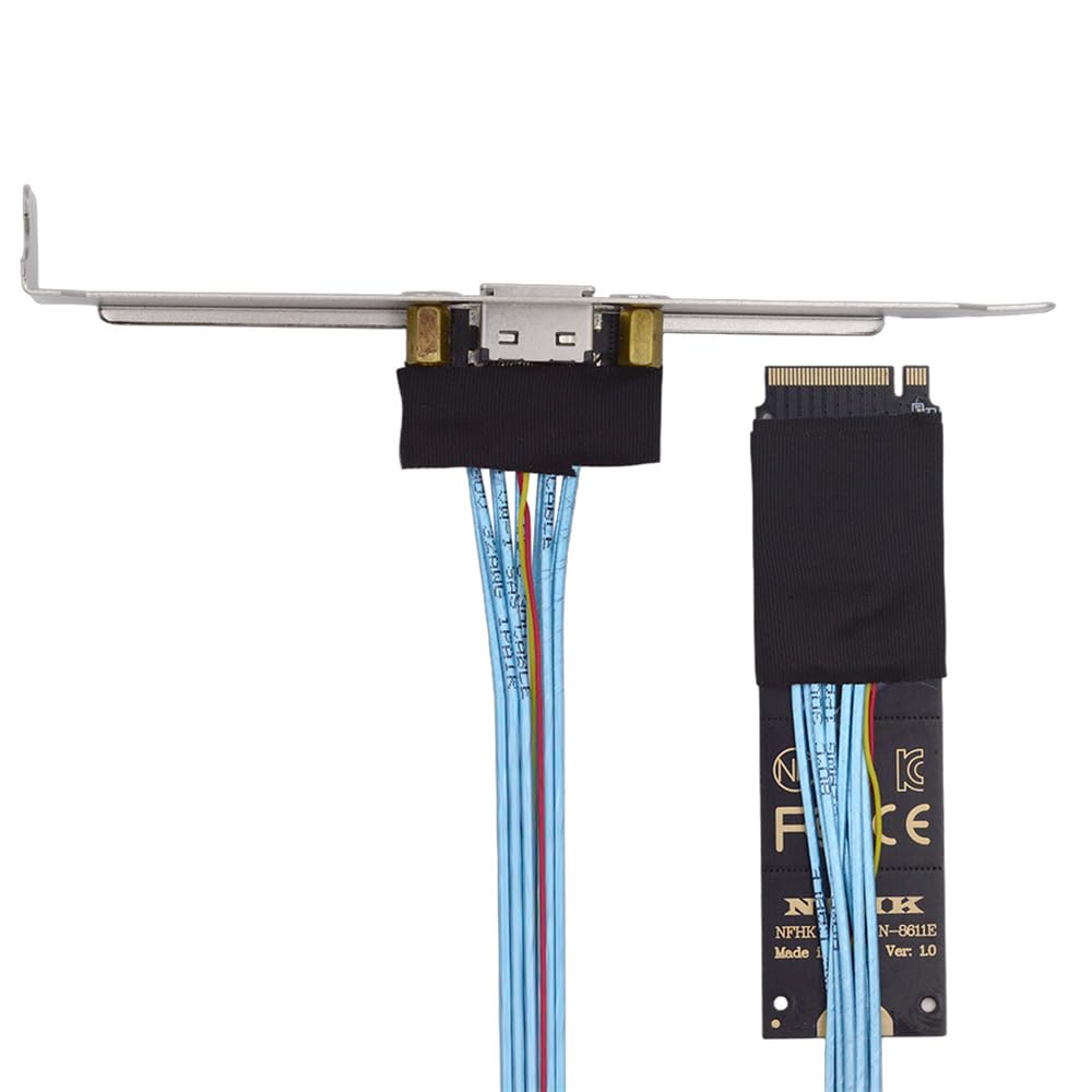 Xiwai M.2 2280 NGFF Card Adapter PCI-E4.0 M-Key to Oculink SFF-8612 SFF-8611 Host Cable 30cm with Bracket for NVME U.2 SSD eGPU