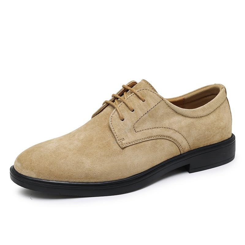 Dress Oxford Formal Shoes for Men Lace Up Round Toe Suede Leather Derby Shoes Rubber Sole Low Top Non Slip Anti-Slip Prom2