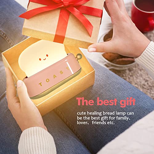Image of ELEPHANTBOAT Desk Lamp Cute Cartoon Toaster Lamp Night Light for Kids Room Smile Toaster Night Light Warm Dimmable with Timing Function USB Rechargable(Art Deco)