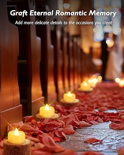 Image of merrynights Flameless Candles, 12 Pack LED Tea Lights Candles Battery Operated, Last 200+ Hrs Flickering Tea Lights, Flameless Tealight Candles for Halloween Diwali Fall Christmas Wedding