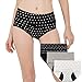 INNERSY Bragas Mujer Período Menstruales de Cintura Alta de Algodón Protección Ropa Interior Pack de 3(M-EU 40, 2Lunares+1Gris Claro)