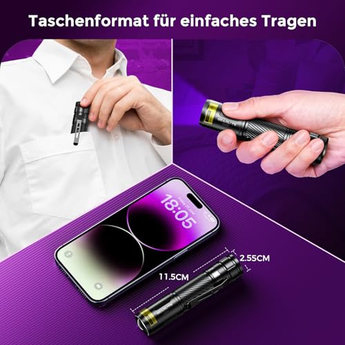 GEARLITE UV Schwarzlicht Taschenlampe, Mini UV Lampe für Indoor/Outdoor – Ansicht 5