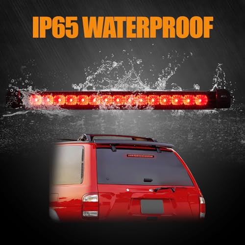 Image of Third 3rd Brake Light LED for 2001 2002 2003 2004 Nissan Pathfinder, High Mount Rear Brake Lights Assembly for 01 02 03 Infiniti QX4, Waterproof Center Cab Lamp Stop Light (Black)