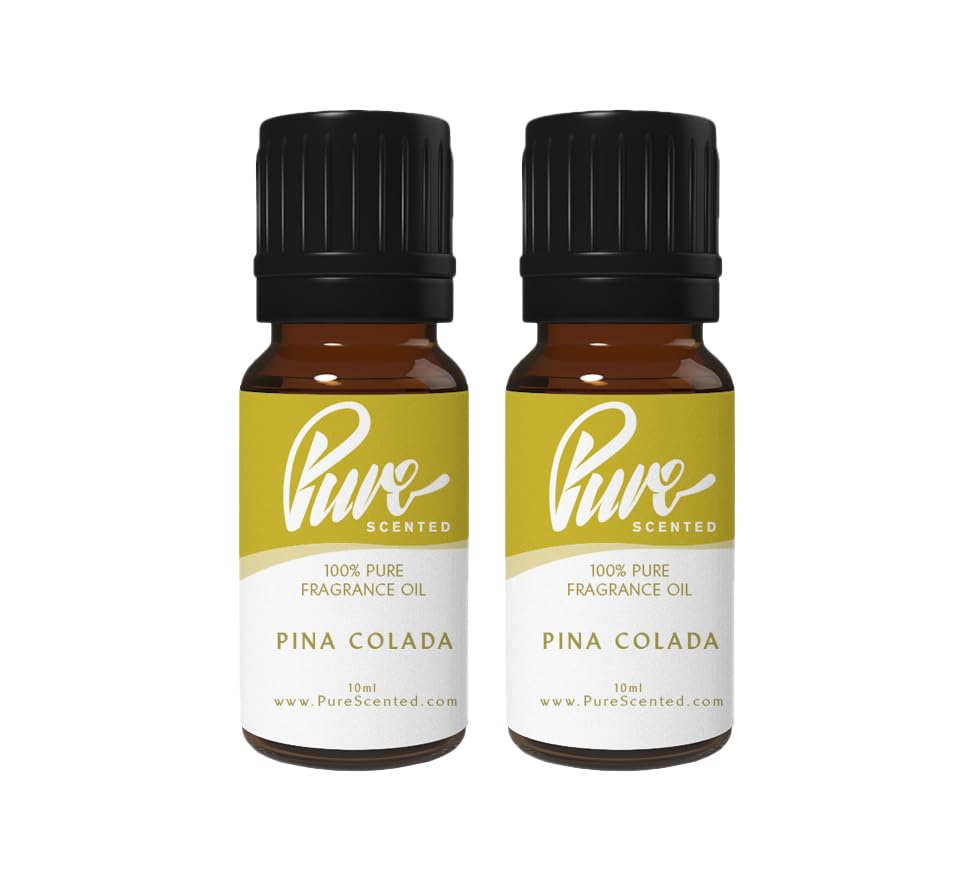 Pure Scented 20ml Fragrance Oils - 2 x 10ml Suitable for Candles, Soaps, Slime, Diffusers, Cosmetics, Wax Melts, Designer (2 x 10ml, Pina Colada)