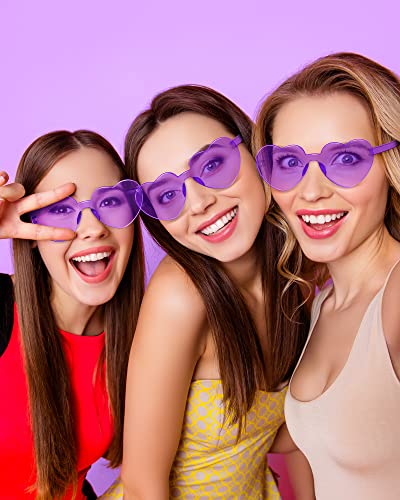 Colzzy 16 Pair Heart Shaped Sunglasses Bulk Witch Birthday Party Sunglasses Candy Color Eyewear for Party Women (Purple) 7