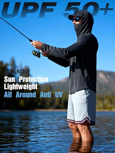 Image of 5 Pack Men's UPF 50+ Sun Protection Hoodie Shirts Long Sleeve Shirts Quick Dry Lightweight for Running Workout Hiking Fishing