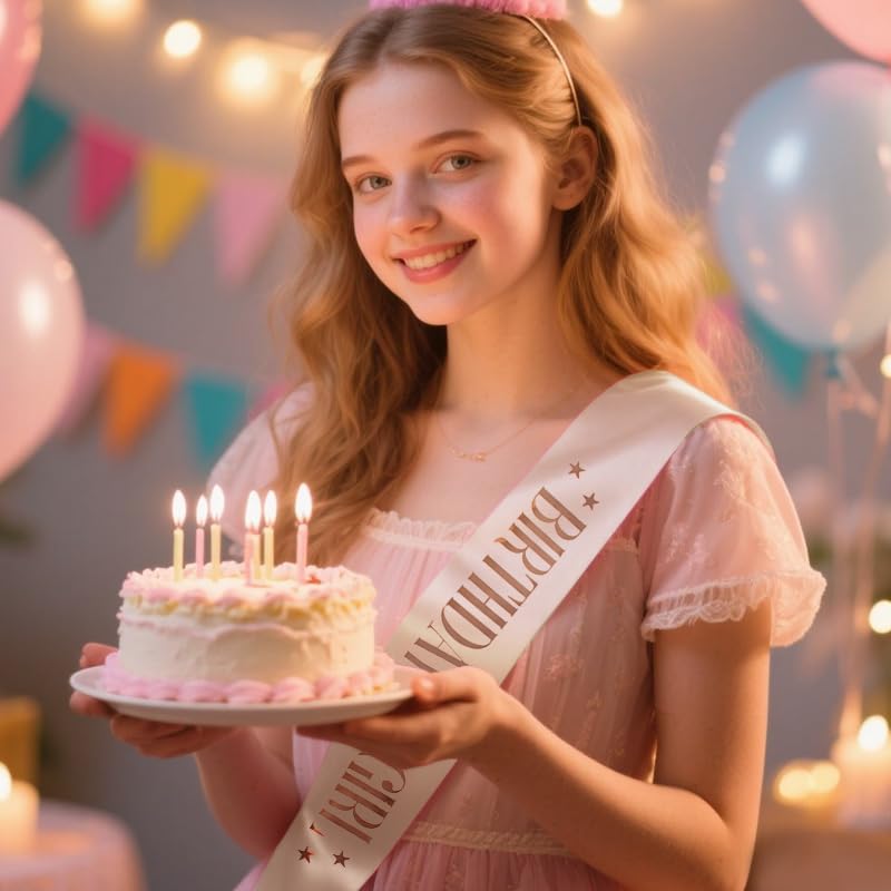 Birthday Sash Gifts for Women Birthday Accessories for Her Pink Party Decorations and Supplies for Women Daughter Granddaughter BdayGifts for Friend Bestie Sister 3.74 * 63inch4