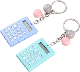 WATIIFUFU 2 peças chaveiro decorativo calculadora chaveiro calculadora chaveiro fivela biscoitos fofos calculadora chaveiro caculador chaveiro para chaves, calculadora eletrônica computador mini