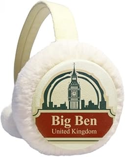 Reino Unido Country City Big Ben Londres Reino Unido Inverno Aquecedor de Orelhas de Lã Peluda para Uso Externo