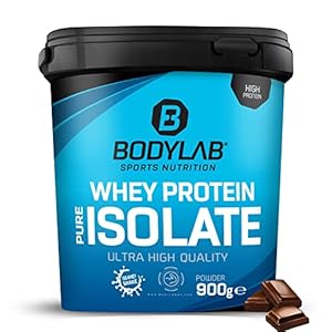 Whey Protein Isolate Chocolade 900g Bodylab24, eiwitpoeder gemaakt van Whey Isolate, Whey eiwitpoeder kan de spieropbouw ondersteunen, geconcentreerd iso-eiwit vrij van aspartaam