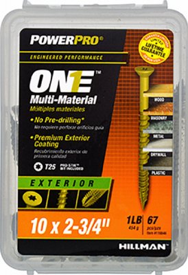 Power Pro One Screws, Flat Head, Bronze Epoxy Coated, #10 x 2-3/4-In., 69-Pk.